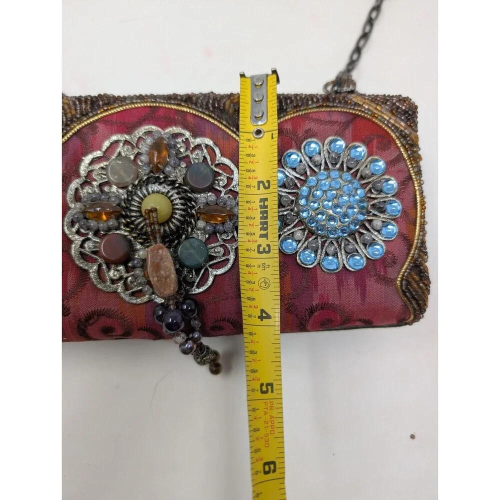 Vtg Mary Frances Shoulder Handbag Multimedia Multicolor Ornate Tiger Eye As Is - Picture 8 of 8